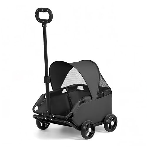 Kontuly ペットカート 犬カート 4輪 小型犬 組み立て簡単 折りたたみ式 軽量ファッション (ブラック)