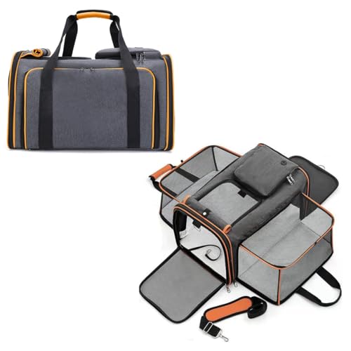 Muadress（ムアドレス） ペットキャリーバッグ 2サイズ 拡張可能 ペットバッグ 猫キャリーバッグ 猫リュック 猫キャリー リュックサック 折りたたみ 2WAY 広々空間 猫 紫外線対策 軽量 通気性