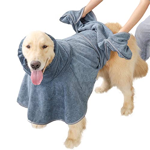 ペット用バスローブ 犬用バスタオル 速乾ペットローブ 超吸水 お風呂上がり 犬用ガウン 吸収速乾タオル バスポンチョ 体拭き マイクロファイバー 柔らかくあった...