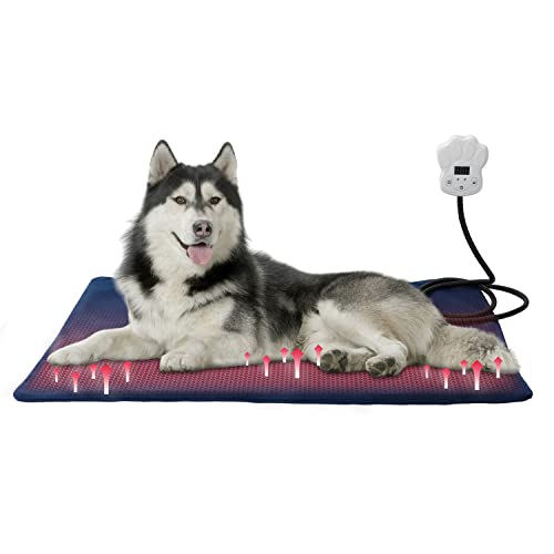 ペット用ホットカーペット 65*40cm ペット用ヒーター 4段タイマー機能 過熱保護 6段階温度調節 電気ヒーター 両面加熱 室内外での使用 猫 暖房器具 P...