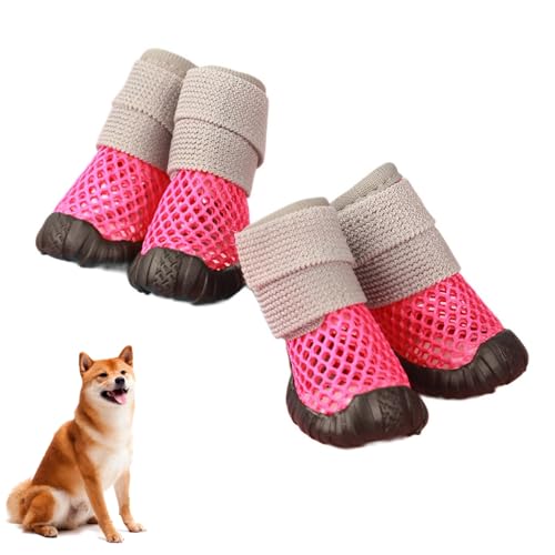 GIIPET 犬靴 犬用メッシュシューズ ドッグブーツ ドッグくつ 小型犬 犬用靴 ゴム底 犬 お散歩シューズ 犬用ブーツ 滑り止め 長靴 肉球保護 柔らかく 夏 散歩 通気性 ソフト プロテクター介護