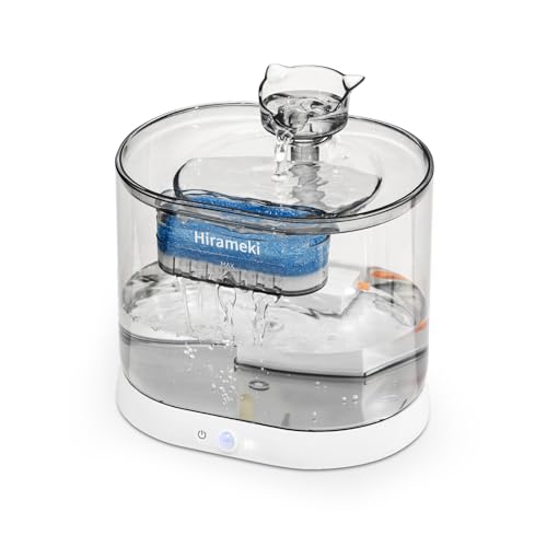 Hirameki 猫 自動給水器 水飲み器 2.2L 大型タンク 無線ウォーターポンプ 静音設計 磁感應供電 2つの給水モード乾湿分体式 定時＆循環出水機能付き
