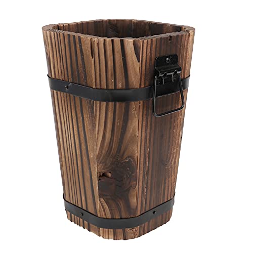 YARNOW 炭化木多肉植物プランター素朴な木製フラワーポット植木鉢ボックス木製バレルサボテン 傘バケツ..