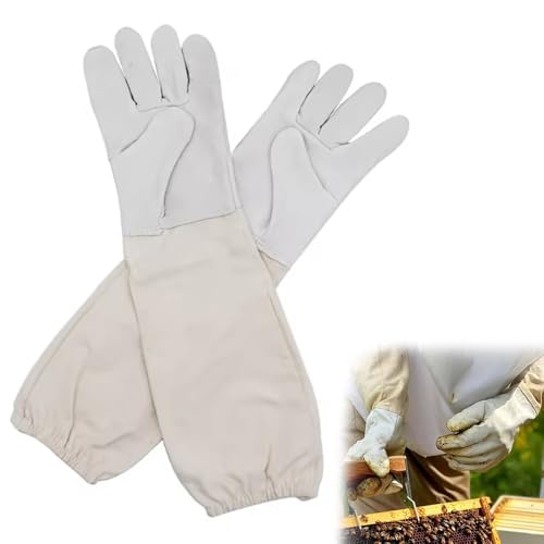[UrbanPulse] 養蜂用手袋 防護グローブ 長袖 柔らか羊革 ミツバチ防護 肘まで鉄壁ガード 通気性 耐久性 手袋虫除けグッズ 虫刺され防止 ガーデニング手袋 農作業 防虫 防護 皮グローブ 蜂の巣