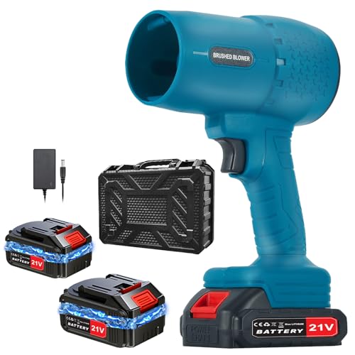 【2025年強化版】DFIBER ブロワー 洗車 充電式 ブロアー 超強力 充電式エンジンブロワー 100000rpm 21V 2000mAh大容量バッテリー2個搭載 無段階変速 軽量 小型 70mm風入口 12枚大ファンブレード 電動エ