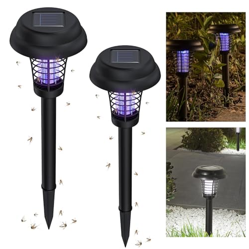 蚊取り電撃殺虫器 屋外 蚊除け 最強 ソーラーライト ガーデンライト 充電式 蚊取りと照明両用 防水 静音 省エネ 置く 光源誘引式 360°強力蚊除け 虫除け...
