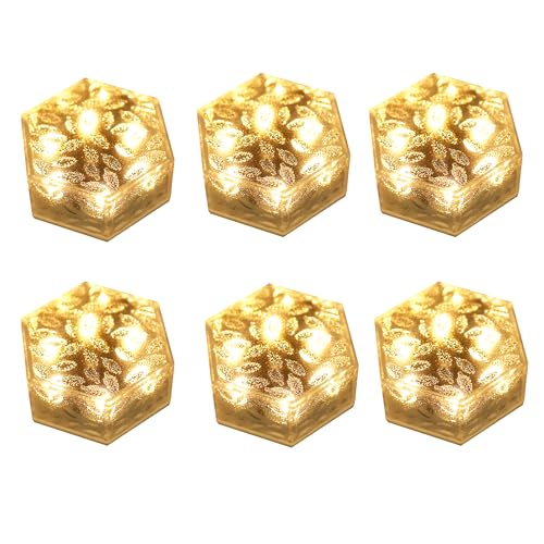 7Life ソーラーライト 屋外 おしゃれ ガーデンライト IP65防水 太陽光パネル充電 自動点灯アイスフラワー (クリスタル, 6)