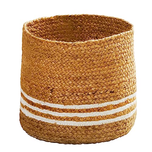 グラムスタイル 鉢カバー 観葉植物 おしゃれ バスケット 7号 直径26x高さ24cm ストライプ ホワイト