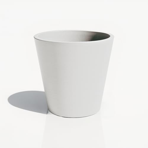 Greenship 植木鉢 4号(12.7*12.7cm) 深型 白灰色 プラ鉢 底部排水穴無 鉢カバー 厚口 ブラックポット 樹脂60%石粉20%シンセティッ...