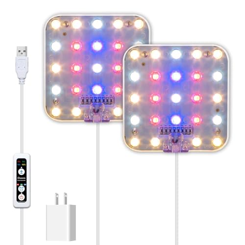 DOMMIA成長灯、2セットのナチュラルホワイト、調光可能な植物育成ライト、光学レンズ付き全スペクトル..