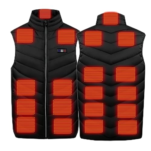 [Vasarhely] M-6XL 電熱ベスト ヒーター 15つヒーター 3段階温度調整 大きいサイズ 加熱 電熱ジャケット USB式給電 ヒート ハイネック 防寒着 作業着 メンズ レディース(XL バッテリー付きません)