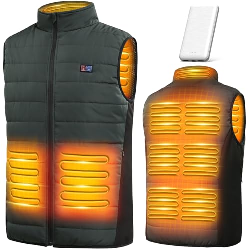 [LABCOOL] ヒーターベスト 電熱ベスト USB給電 10,000mAhバッテリー付属 9つヒーター 3段階温度調整 最大7時間 洗濯可 通勤/釣り/キャンプ/アウトドアに最適