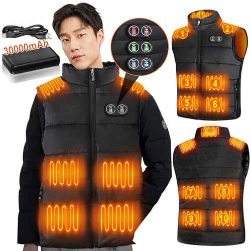 [Setiepp] 令和6年新登場デザイン 電熱ベスト 11箇所発熱 30000mAh大容量バッテリー付き 速暖 前後独立加熱ベスト 3段階温度調整 5秒速暖 丸洗いでき 防寒ベスト 男女兼用 省エネ 釣り アウトドア