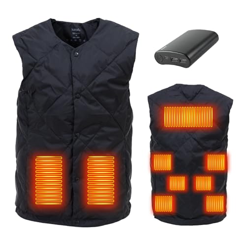 [rafuteru] 電熱ベスト 大容量バッテリー付き 前後9箇所発熱 ヒーターベスト ダウン 前後独立 3段階温度調整 USB給電 加熱服 超軽量 丸洗い 防寒 メンズ レディース 屋外作業 アウトドア 男女兼