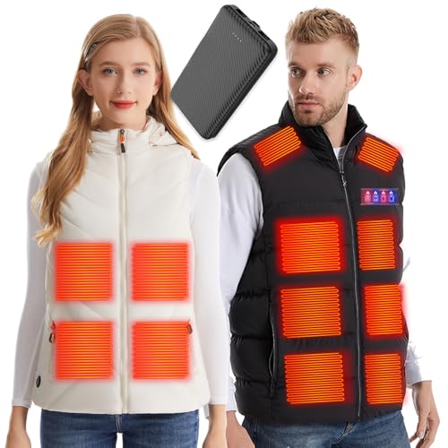 [LUCINE] 電熱ベスト バッテリー付き 加熱ベスト 【大容量30000mAh 21箇所発熱 4箇所独立温度制御】 ヒーターベスト USB給電 ヒートジャケット 暖かい ヒートベスト 日本製繊維ヒーター 3段階温度