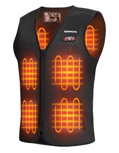 [KEMIMOTO] 【8箇所発熱＆10秒加熱】 電熱ベスト ヒートベスト 3段階温度調整 ライトオフ機能搭載 洗濯可 冷凍庫 作業 バイク アウトドア 通勤 自転車 釣り 男女兼用 ブラック 2XL