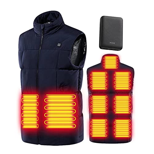 [YoniStar] 在庫処分 ヒーターベスト 大きいサイズ 電熱 加熱 9箇所発熱 USB給電 3段階調整 ウェア 防寒ジャケット 男女兼用(3XL ネイビーバッテリー)