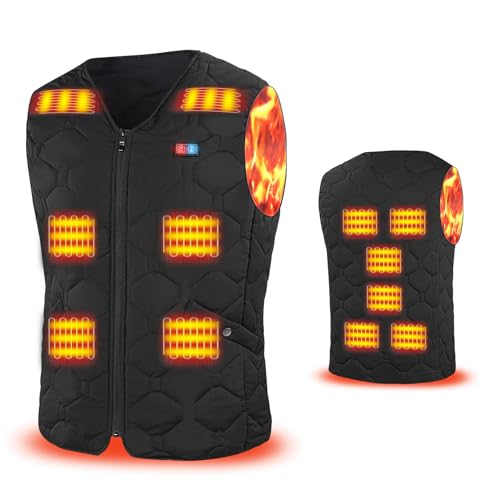 [Rrtizan] 電熱ベスト 前後12箇所発熱 無袖加熱ジャケット 前後独立 3段階温度調整 軽量 丸洗い 加熱ベスト 防寒 速温 男女兼用 屋外作業 発熱ベスト防寒対策 0086 電源が付きません 服のみ (L)