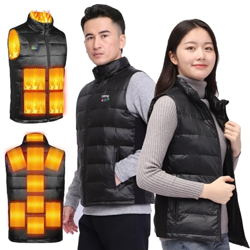[MIDIAN] 電熱ベスト ダウンベスト ヒーターベスト USB式給電 3段階温度調整 防寒ベスト 男女兼用 水洗いでき スキー スケート 登山 釣り(ブラック、3XL