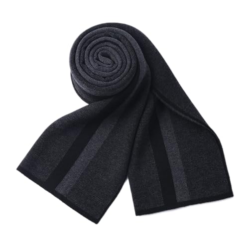 [YOUMMY] マフラー メンズ 柄 暖かい ビジネス 紳士 男性 厚手 大判スカーフ プレゼント ストライプ 秋冬(2024黒, 30*180cm)
