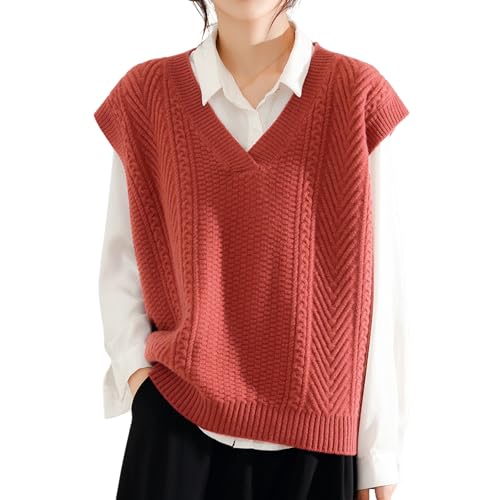 [SeiunAn] ニットベスト レディース ニット セーター ロングベスト 秋 冬 春 Vネック 薄手 無地 トップス ノースリーブ 重ね着 おしゃれ 大きいサイズ ゆったり ケーブルニット 韓国 ジレ 秋服