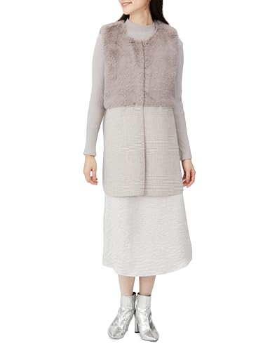 [ジョルシア] フェイクファーベスト フェイクファー×チェックベスト レディース モカチャ