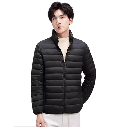 MDMYXJP メンズ ウルトラライト ダウン ジャケット 無地 軽量 暖かい 防寒 ダウンジャケット 秋冬 収納..
