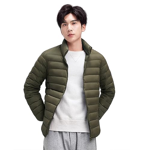 MDMYXJP メンズ ウルトラライト ダウン ジャケット 無地 軽量 暖かい 防寒 ダウンジャケット 秋冬 収納..