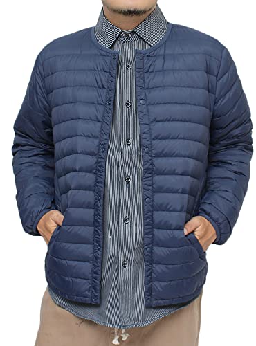 インナー ダウンジャケット メンズ 大きいサイズ リアルダウン 軽量 薄手 ノーカラー ジャケット  ...