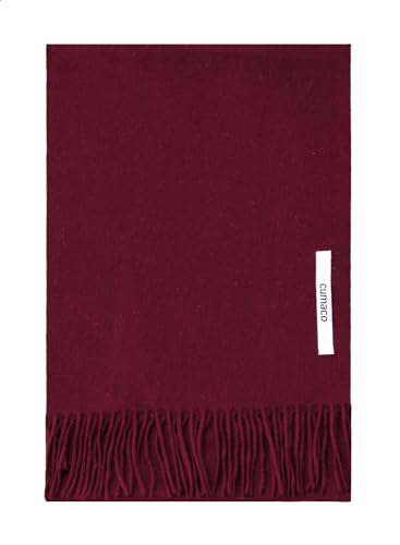 [cumaco] 07.ボルドー カシミヤ ウール マフラー 無地 チェック柄 レディース メンズ ユニ 大判 厚手 ストール ウール混 ブランド ギフト プレゼント あずき色 C-T1011B-0709