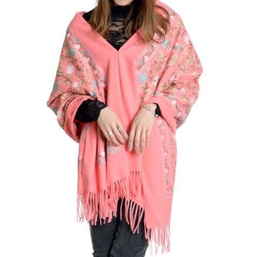 [マーライ] ストール 大判 厚手 カシミヤタッチ 厚手 マフラー 刺繍 レディース メンズ 男女兼用 記念..