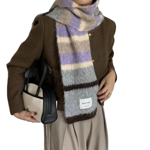 [D.IIZOO] ふわふわ マフラー レディース メンズ 大判ストール 厚手 柔らかい 巻物 スカーフ ふんわり クリスマス プレゼント 贈り物 (パープル)