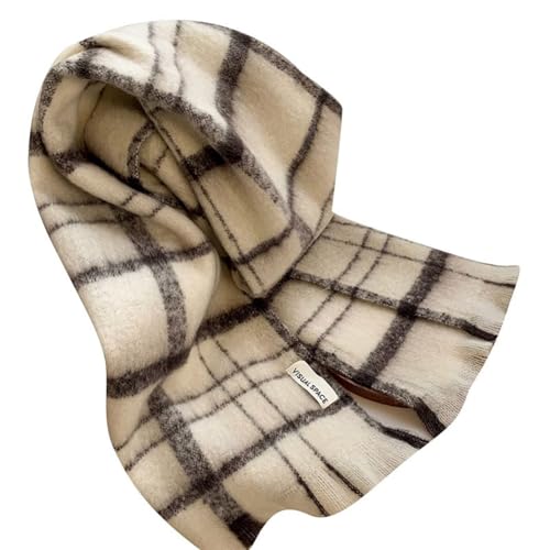 [D.IIZOO] マフラー チェック柄 カップル ストール ペア ふわふわ 厚手 防寒 柔らか カジュアル あったか 韓国風 彼女 彼氏 ギフト (ベージュ)