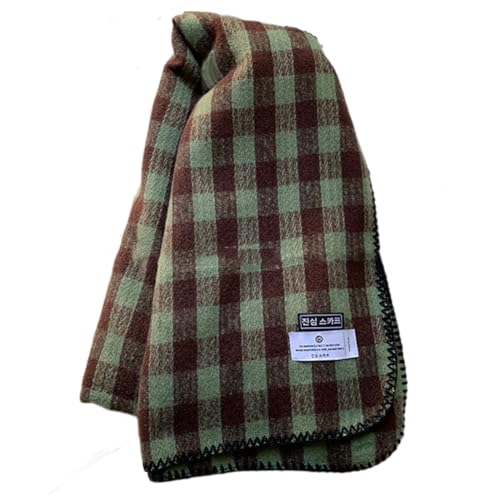 [D.IIZOO] チェック柄 ペアマフラー ストール 大判 ギフト 定番 肌触り良い 秋冬 厚手 ふわふわ 通勤 通学 おしゃれ 両面 (グリーン)