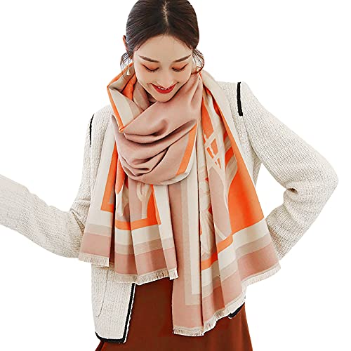 [LumiSyne] 冬 マフラー カシミヤ ストール レディース カラースプライシング 動物柄 タッセル スカーフ 暖かいパシュミナ ソフト ウール 大判 厚手 ショール