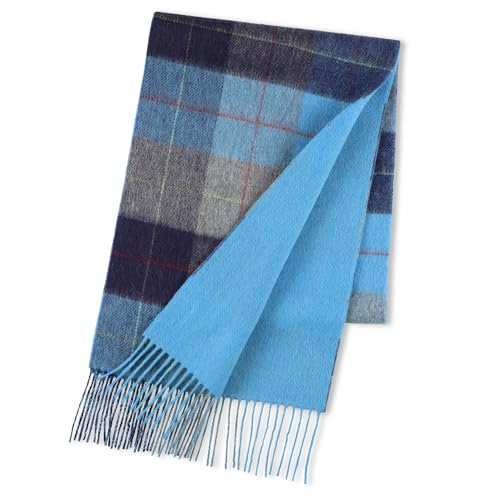 [Elensia] エレンシア ウール カシミヤ ブレンド リバーシブル マフラー レディース メンズ 洗える UVカット98%以上 チェック 30×186cm 160g ターコイズ プレゼント