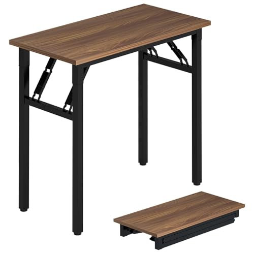 折りたたみ デスク コンパクト 机 折り畳み 勉強机 作業台 傷・汚れ・水分・熱に強い天板 傷がつきにくい 完成品 一人暮らし 在宅勤務 study foldable table (胡桃木色, 80*40cm)