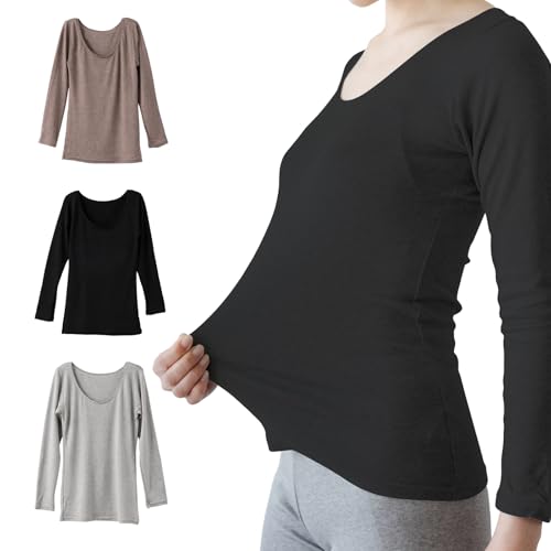 [白鷺ニット] HEAT&STRETCH 吸湿発熱インナー 長袖 シャツ あったか 保温 レディース P5841X-RT (L, 3色アソート)