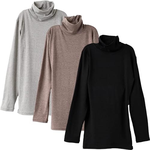 [白鷺ニット] HEAT&STRETCH 吸湿発熱 あったかインナー 秋冬 冬物 長袖 ハイネック インナーシャツ レディース P5842X-RT (L, 3色アソート)