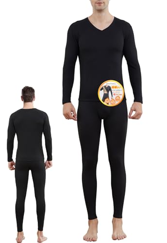 [MayCherry] あったかインナー メンズ ヒートテック 防寒肌着 38℃恒温発熱 7A抗菌防臭 長袖シャツ ズボン下 前開き 冬用 上下セット 保温インナー 裏起毛 インナーウェア 吸湿保温 (ブイネック