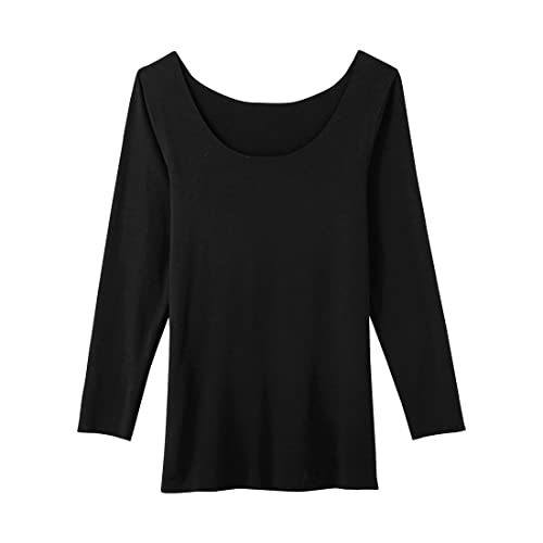 [グンゼ] キレイラボ KIREILABO 吸湿発熱 8分袖 シャツ レディース インナー 完全無縫製 薄手 シームレ(BK-ブラック、LL)