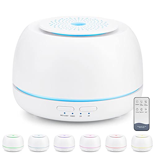 Besince ディフューザー 加湿器 アロマディフューザー 卓上 アロマ加湿器 超音波式加湿器 卓上加湿器 静音 タイマー LEDライト7色 リモコン付 乾燥...