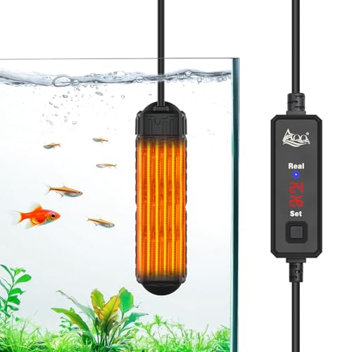 AQQA 水槽 ヒーター 15~34℃ 温度調節可能 お手入れ可能 小型 デジタル温度表示 水槽用ヒーター メダカ..