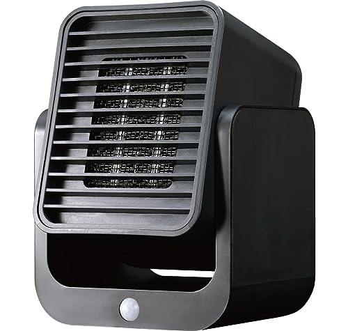 TOPLAND トップランド セラミックヒーター 300W 足元ヒーター 小型 人感センサー付 省エネ 速暖 トイレ 洗面所 脱衣所 温風調節3段階 角度調節 転倒時自動オフ機能 ブラック SC-CH33BK