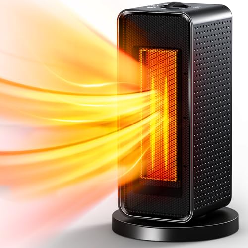 セラミックヒーター 小型 速暖 【2025冬新登場・左右自動首振り・6段階モード】 足元ヒーター デ ...