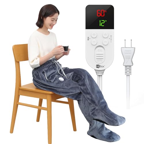 HiBox?【現役看護師監修】足温器 着るこたつ フットウォーマー コンセント式 着る電気毛布【25~60℃までフリー温度調節機能 1〜12時間タイマー付き】ホ...