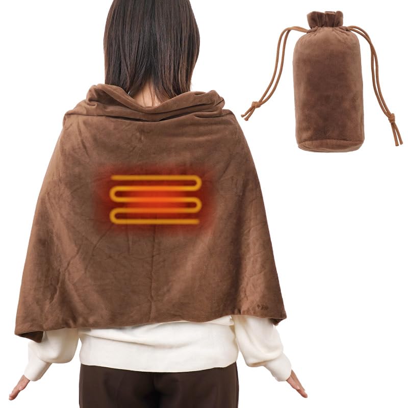 THANKO 電気毛布 ヒーター付きブランケット 2WAY ポンチョ USBヒーターブランケット「ポ ...