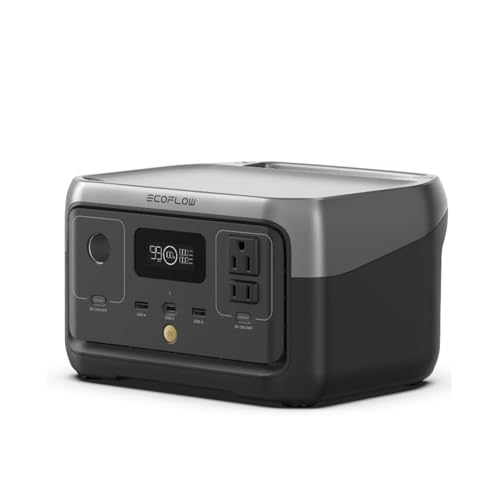 EcoFlow RIVER 2 ポータブル電源 小型軽量 256Wh 60分満充電 リン酸鉄リチウムボータブルバッテリ 長寿命 高耐久 BMS電池保護 純正弦波 アプリ操作 AC(定格300W /サージ600W ）スマホ タブレット充電用