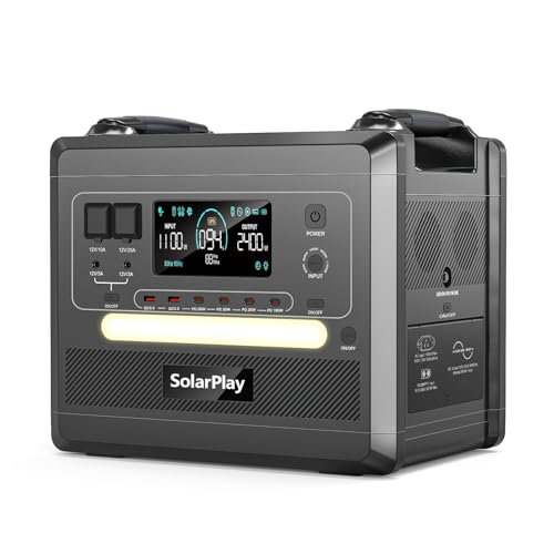 SolarPlay ポータブル電源 2160Wh 2400W 1.5時間急速充電 防災推奨5年保証 LiFePO4電池搭載 2400W高出力 14台機器同時充電可能 50Hz/60Hz 家庭用蓄電池 バックアップ電源 純正弦波 キャンプ 停電 車中泊用
