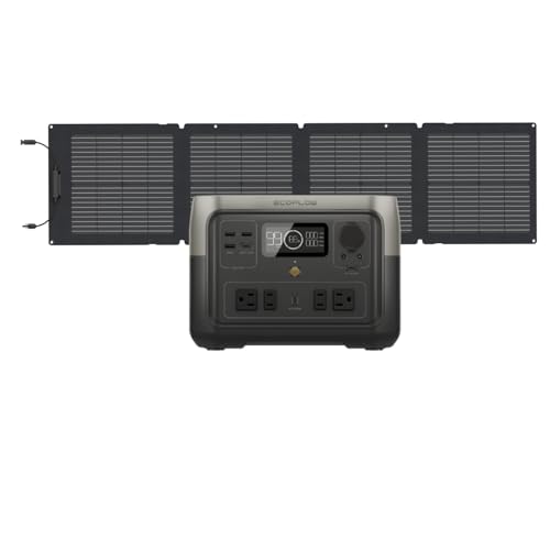 EcoFlow ポータブル電源 ソーラーパネルセット RIVER 2 Max 110w 1枚セット 512Wh容量 60分満充電 リン酸鉄リチウムイオン電池 高耐久 軽量化デザイン ソーラーチャージャー 電力確保 停電対策 防災